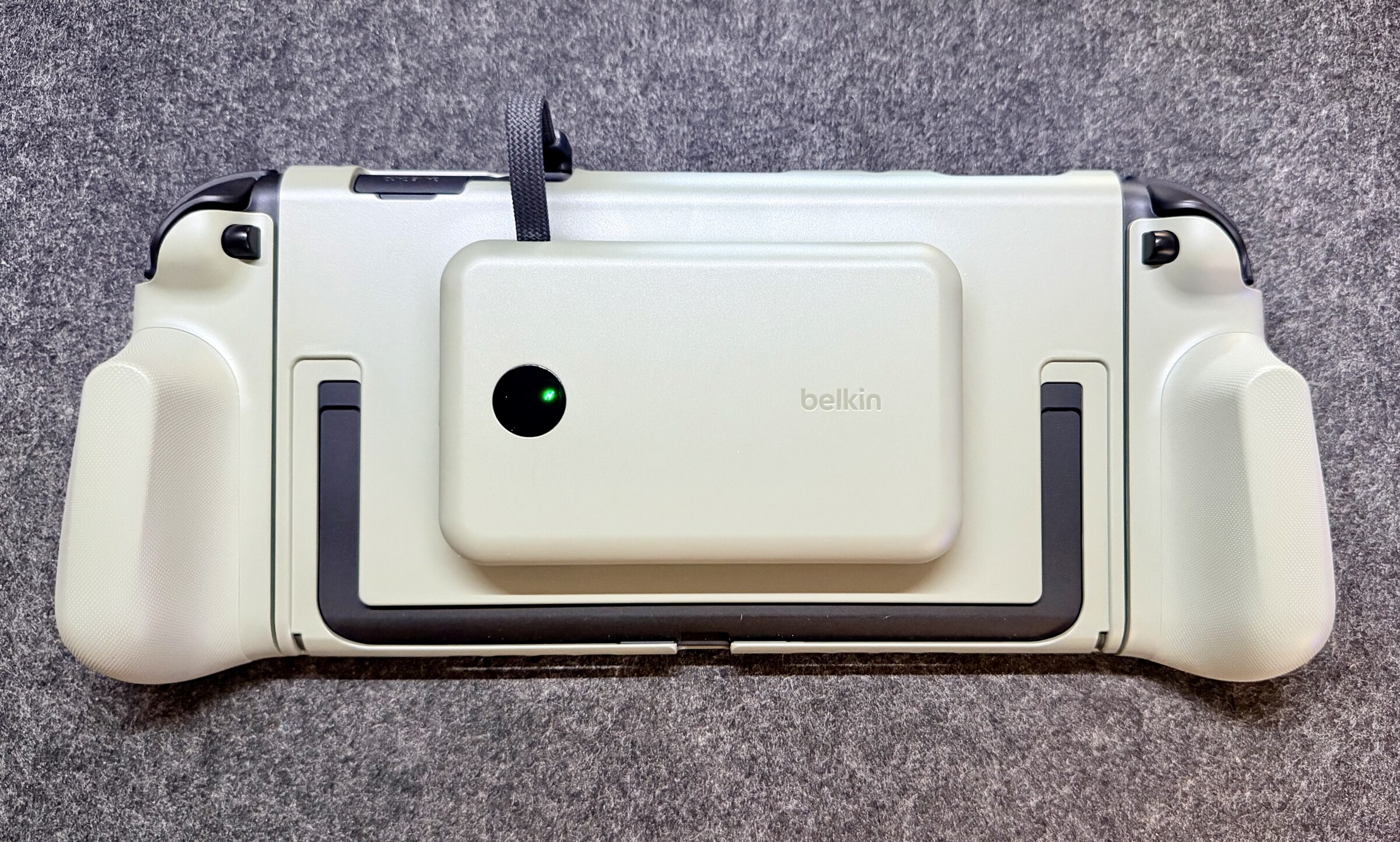 Belkin Nintendo Switch 2 Grip Charging Case with magnetic power bank attached