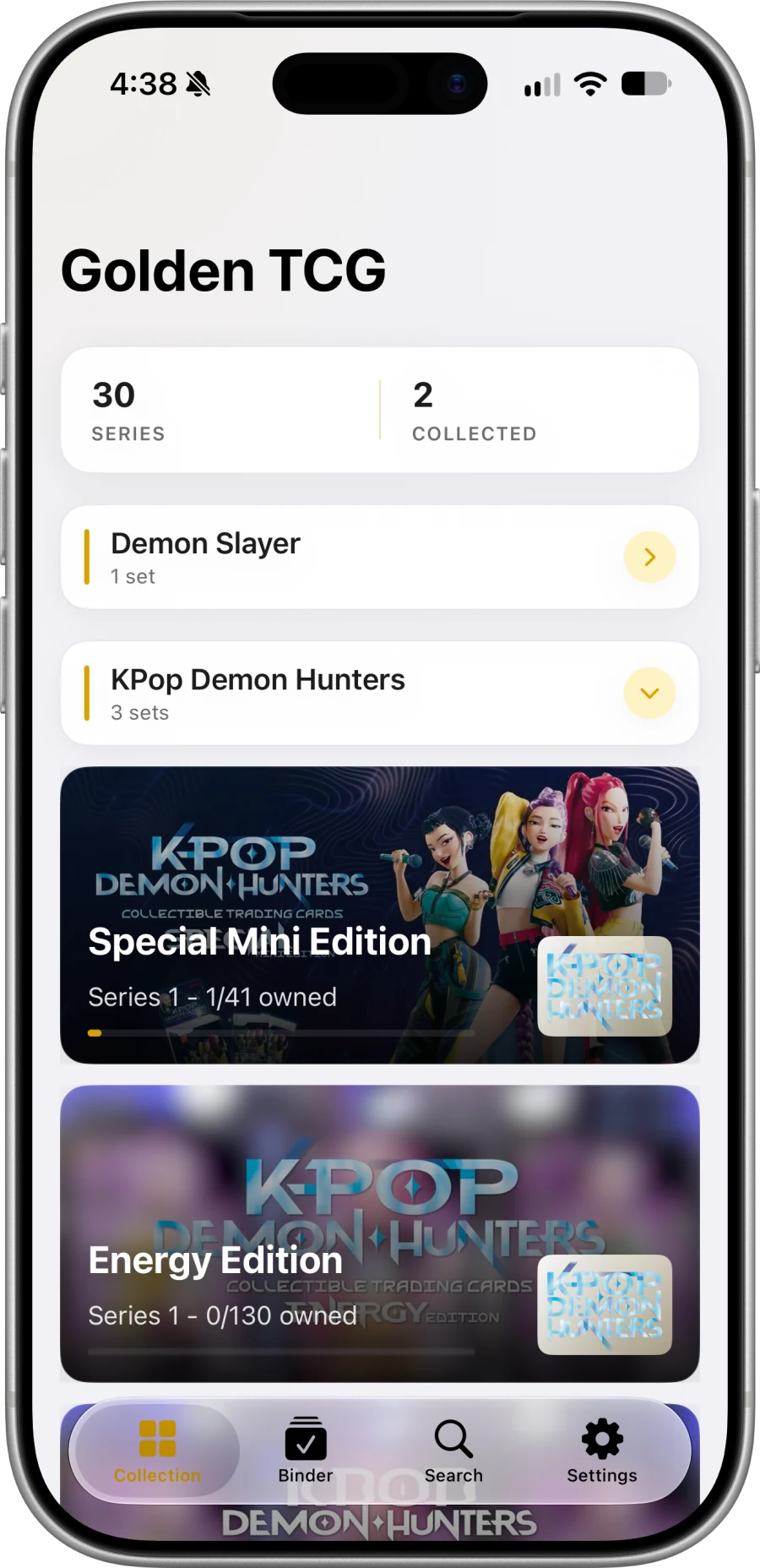 The Golden TCG collection overview with KPop Demon Hunters sets