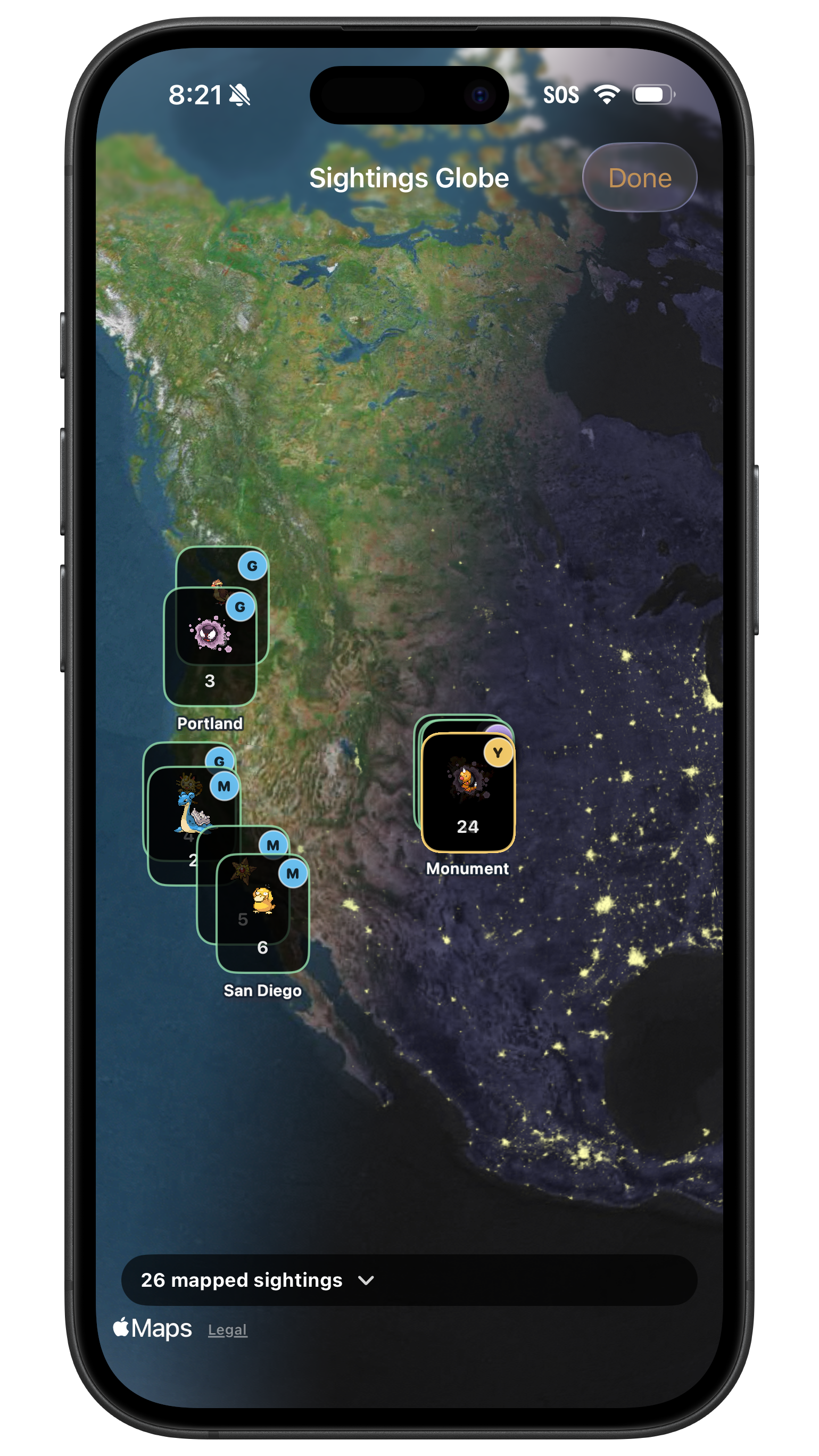 Skydex friends list showing friend codes, discovered Pokemon, and sightings totals