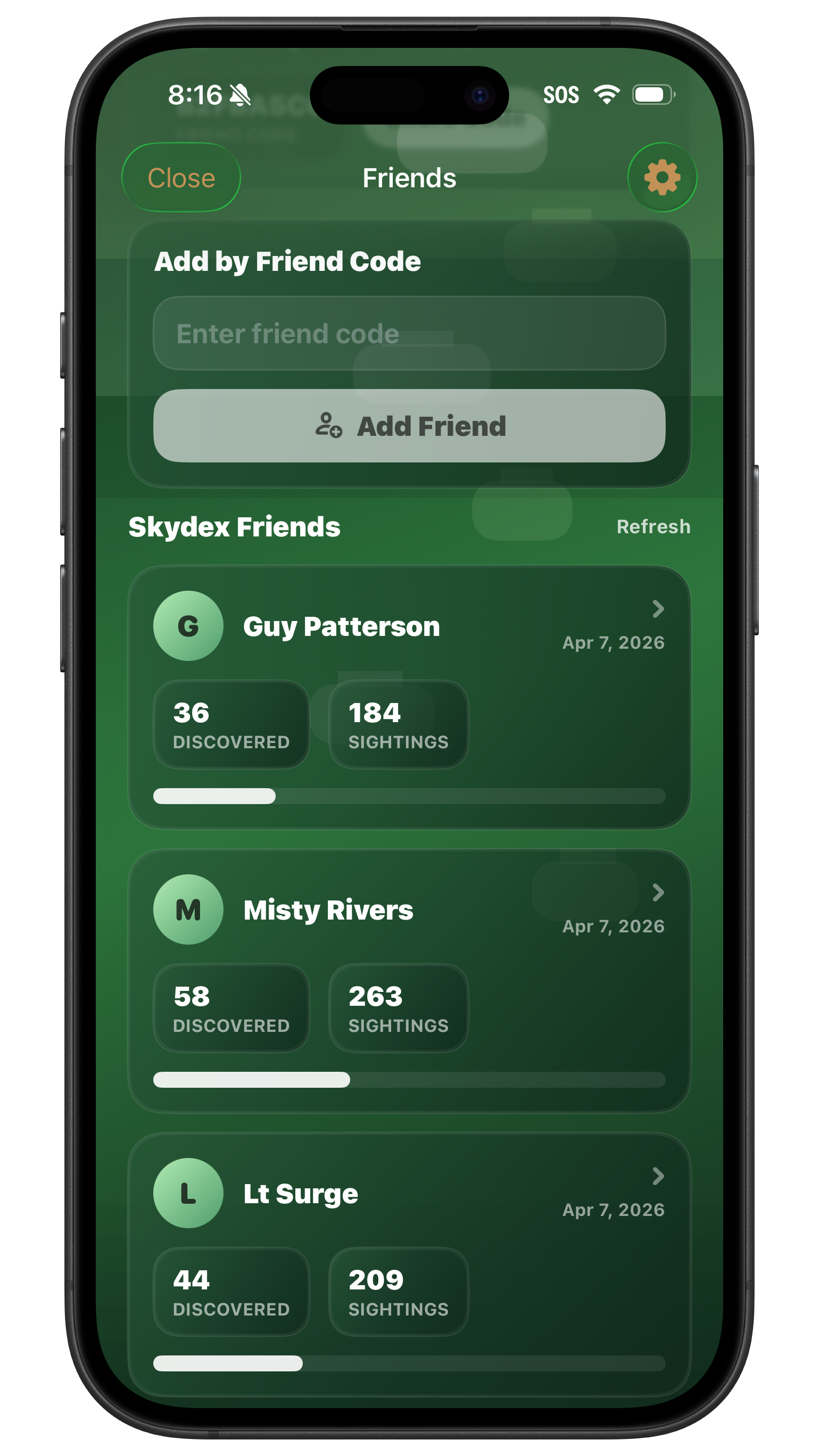 Skydex sightings globe showing mapped Pokemon discoveries across locations