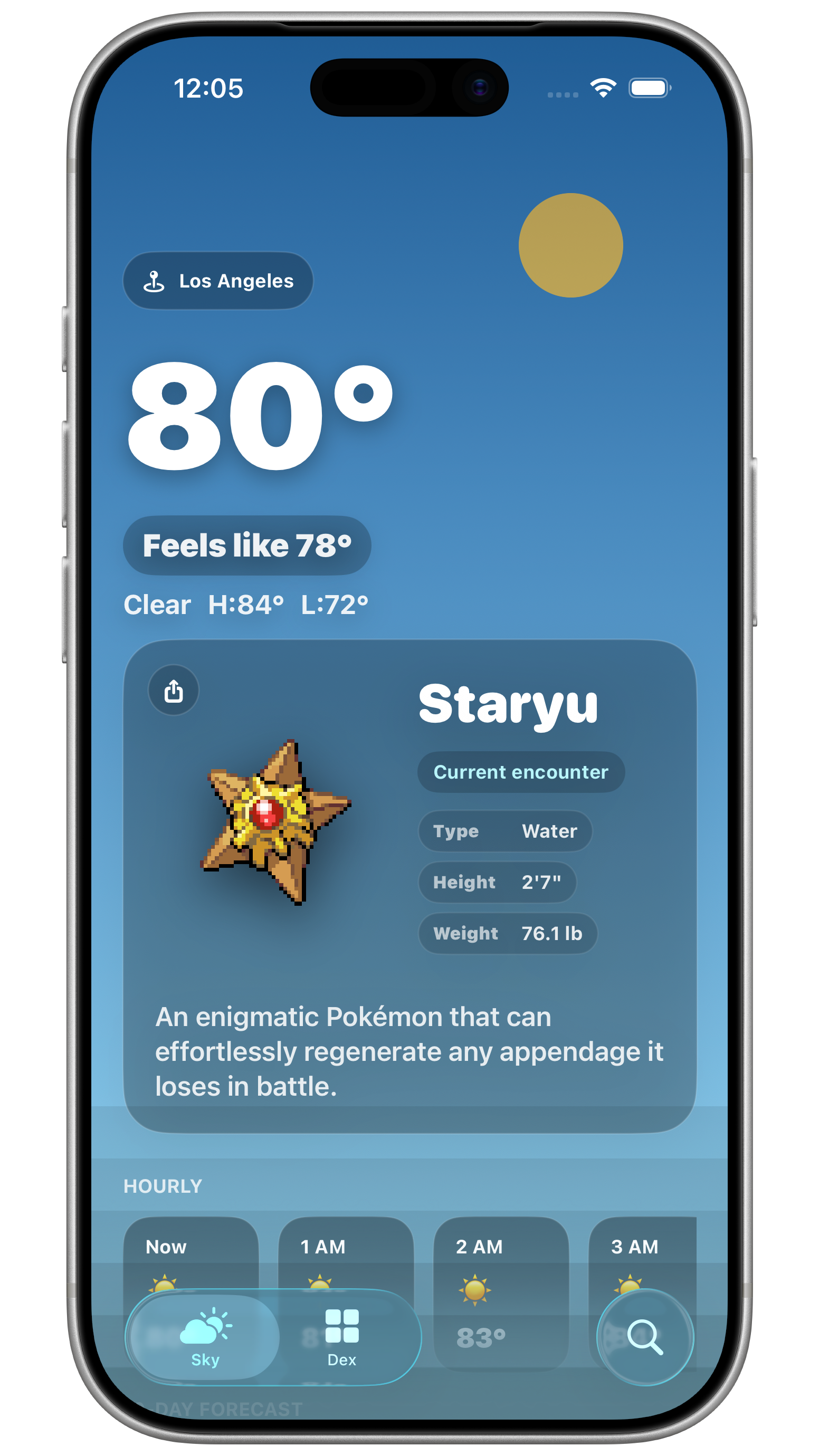 Skydex sunny Los Angeles encounter with Staryu